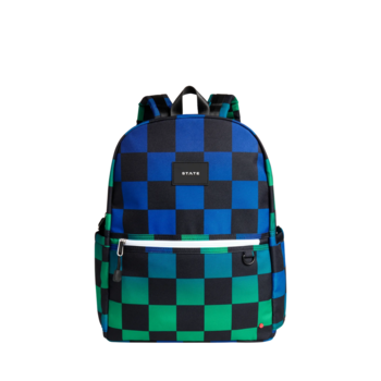 State Bags State Bags: Kane Double Backpack- Blue Checkerboard