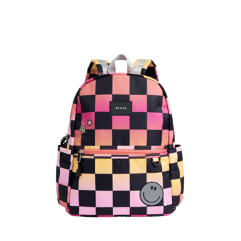 State Bags State Bags: Kane Double Backpack- Pink Checkerboard