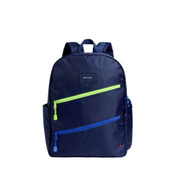State Bags State Bags: Kane Double Lg Backpack- Navy Diagonal