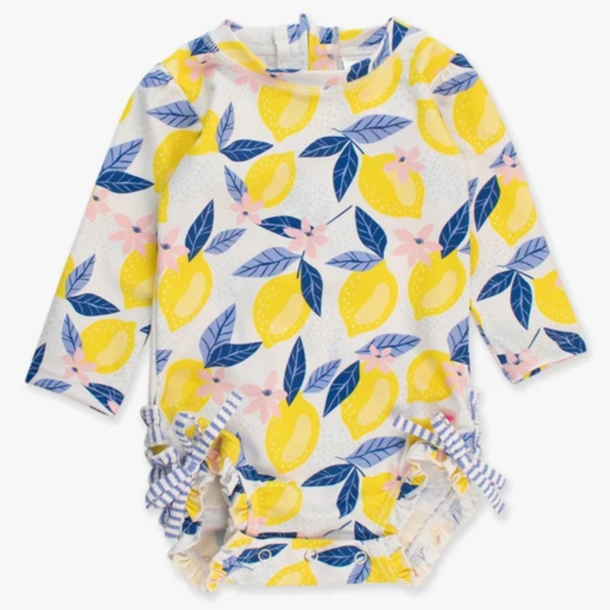 Rufflebutts Rufflebutts: 1pc Rashguard - Lemon Capri