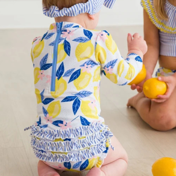 Rufflebutts Rufflebutts: 1pc Rashguard - Lemon Capri