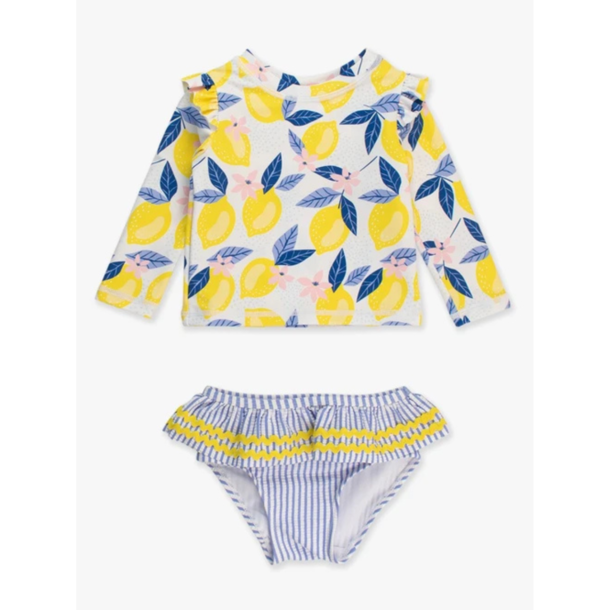 Rufflebutts Rufflebutts: 2pc Rashguard Bikini - Lemon Capri