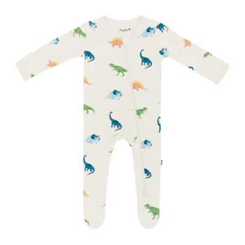 Kyte Clothing Kyte: Zipper Footie - Ecru Roar