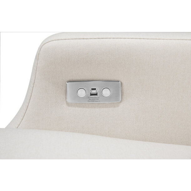 Million Dollar Baby MDB: Crewe Electronic Swivel Glider Recliner - Cream Eco-Weave/ Lt. Wood Base