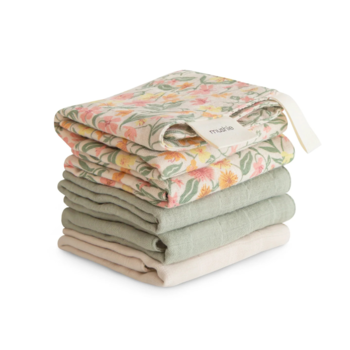 Mushie Mushie: Muslin Washcloth 5 Pack - Pastel Blooms
