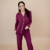 Kyte Clothing Kyte: Women's Long Sleeve PJ Set - Burgundy/Cloud Trim