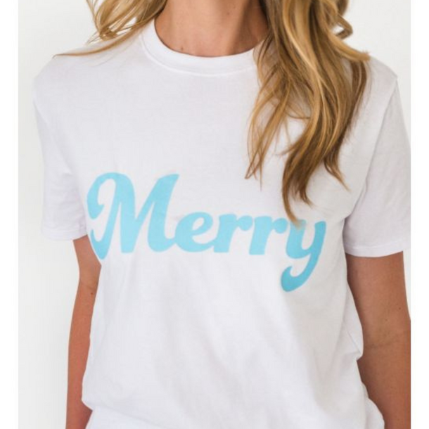 Rufflebutts Rufflebutts: Adult S/S Graphic Tee - Blue Breeze Merry