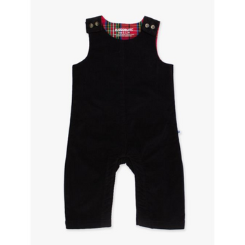 Rufflebutts Rufflebutts: Black Corduroy Longall Romper - Rufflebutts Rufflebutts: Black Corduroy Longall Romper -