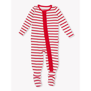 Rufflebutts Rufflebutts: Footie - Red & White Stripe Rufflebutts Rufflebutts: Footie - Red & White Stripe