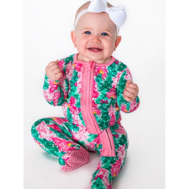 Rufflebutts Rufflebutts: Footie - Pink Jolly Grove