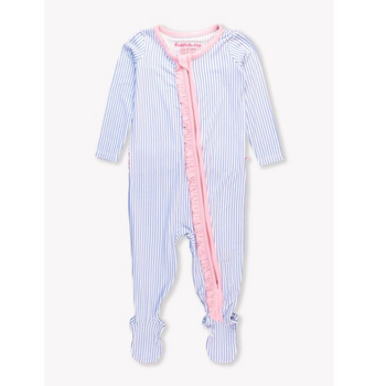 Rufflebutts Rufflebutts: Footie Stripe - Periwinkle/White