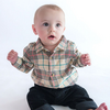Rufflebutts Rufflebutts: L/S Tannen Plaid Button-Down Bodysuit- Rufflebutts Rufflebutts: L/S Tannen Plaid Button-Down Bodysuit-
