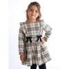 Rufflebutts Rufflebutts: L/S Waterfall Tannen Plaid Bow Dress - Rufflebutts Rufflebutts: L/S Waterfall Tannen Plaid Bow Dress -