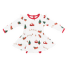 Kyte Clothing Kyte: L. Sleeve Twirl Bodysuit Dress - Santa Sleigh Kyte Clothing Kyte: L. Sleeve Twirl Bodysuit Dress - Santa Sleigh
