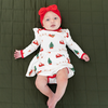 Kyte Clothing Kyte: L. Sleeve Twirl Bodysuit Dress - Santa Sleigh Kyte Clothing Kyte: L. Sleeve Twirl Bodysuit Dress - Santa Sleigh