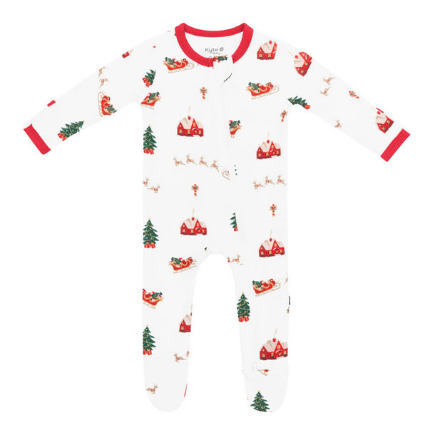 Kyte Clothing Kyte: Zipper Footie - Santa Sleigh