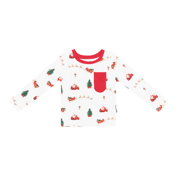 Kyte Clothing Kyte: Long Sleeve Toddler Crew Neck Tee - Santa Sleigh