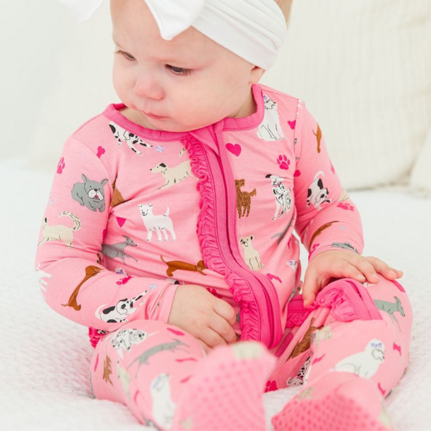 Rufflebutts Rufflebutts: Footie - Pink Puppy Playtime