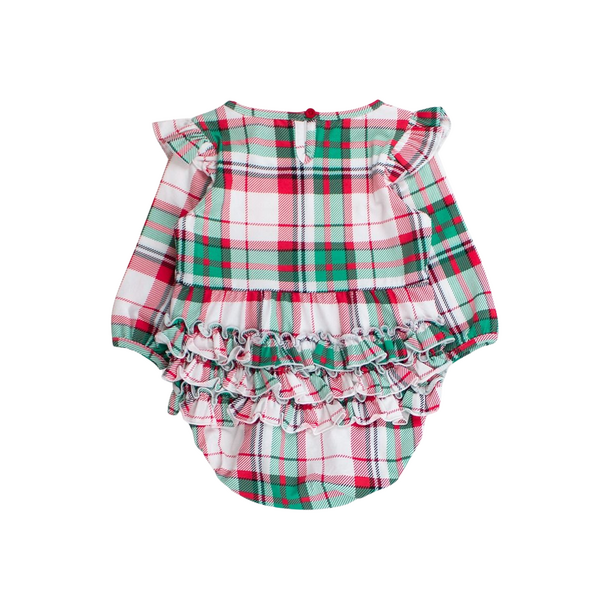 Rufflebutts Rufflebutts: L/S Bubble Romper - Dashing Dreams Plaid