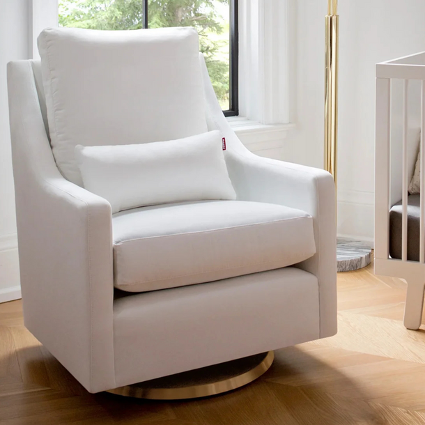 Monte Monte: Vera Glider - Peacock Fabric w/ matching pillow, Gold Swivel Base