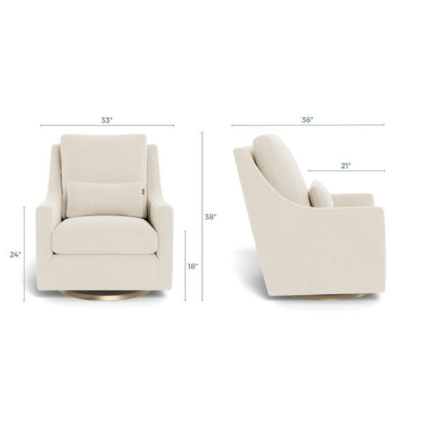 Monte Monte: Vera Glider - Peacock Fabric w/ matching pillow, Gold Swivel Base