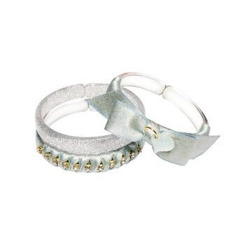 Lilies & Roses Bangle Set of 3: Fancy Fabric - Silver