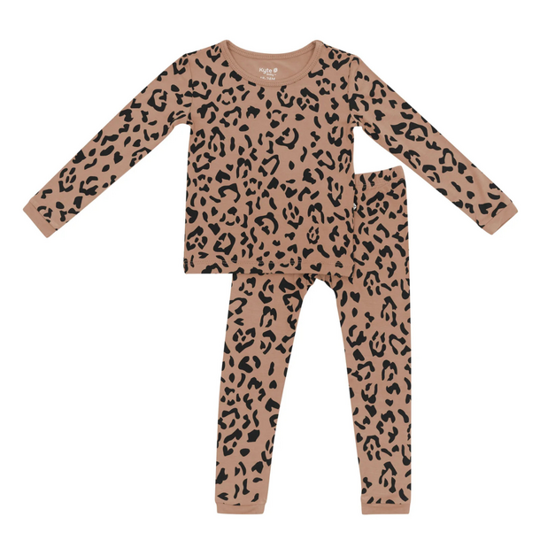 Kyte Clothing Kyte: Toddler Long-Sleeve PJ Set - Latte Leopard