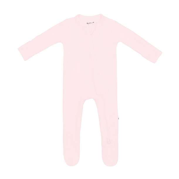 Kyte Clothing Kyte: Ribbed Zipper Footie - Sakura