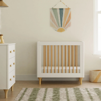 Million Dollar Baby MDB: Lolly 4-in-1 Mini Crib and Twin Bed w/Toddler Bed Conversion Kit - White/Natural