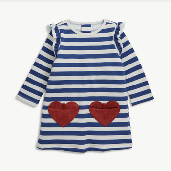 Magnificient Baby Magnetic Me: Ruffle Dress L/S Heart Pocket