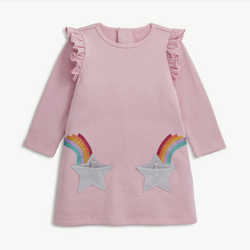 Magnificient Baby Magnetic Me: Ruffle Dress L/S Star Pocket