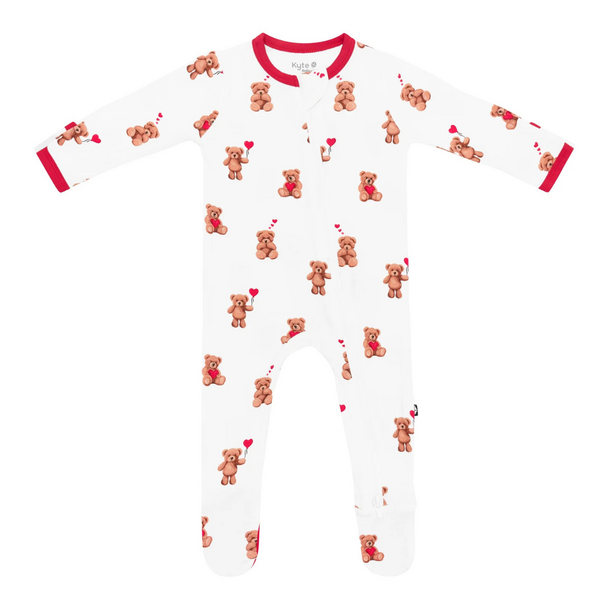 Kyte Clothing Kyte: Zipper Footie - Bear Hearts