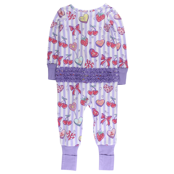 Rufflebutts Rufflebutts: Convertible Footie - Lolly Hearts