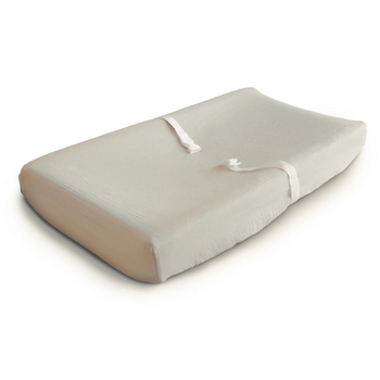 Mushie Mushie: Extra Soft Muslin Change Pad Cover/Bassinet Sheet  - Fog