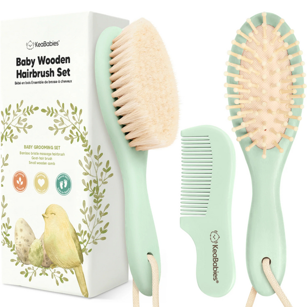 KeaBabies Keababies: Baby Hair Brush & Comb Set - Sage
