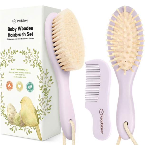KeaBabies Keababies: Baby Hair Brush & Comb Set - Thistle