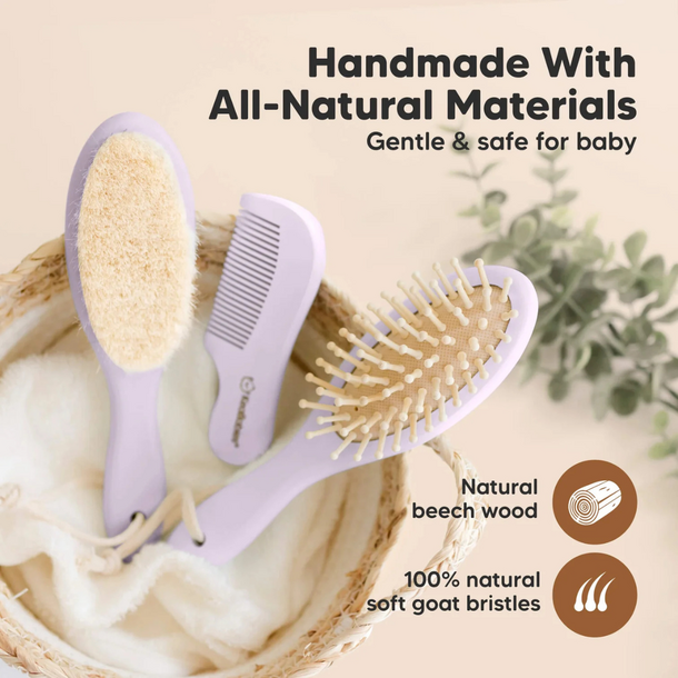 KeaBabies Keababies: Baby Hair Brush & Comb Set - Thistle
