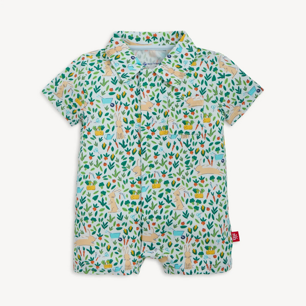 Magnificient Baby Magnetic Me: Magnetic Polo Romper - Bunny Garden