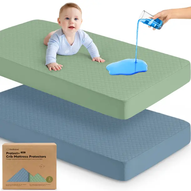 KeaBabies Keababies: Crib Mattress Protector 2pk - Quin/Lagoon