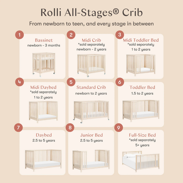 Million Dollar Baby MDB: Rolli 9 in 1 Convertible All-Stages® Crib -