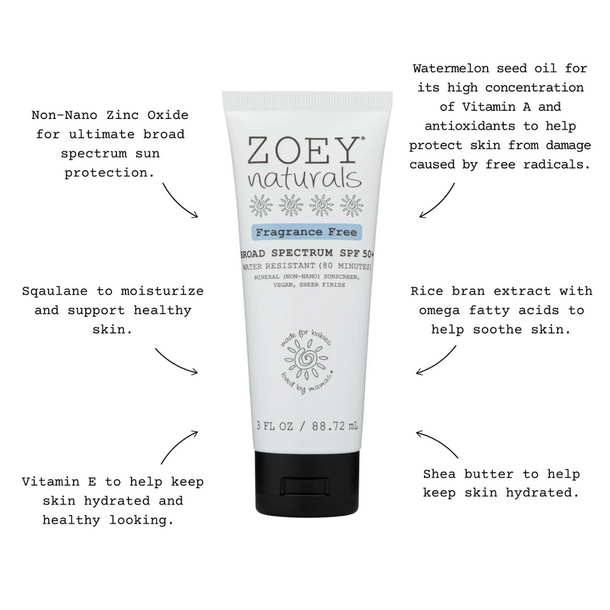 Zoey Naturals Zoey Natural: SPF 50 Tube - Fragrance Free