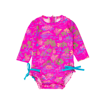 Rufflebutts Rufflebutts: 1pc Rashguard - Neon Island Time