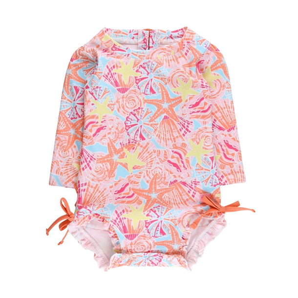 Rufflebutts Rufflebutts: 1pc Rashguard - Sunset Seashells