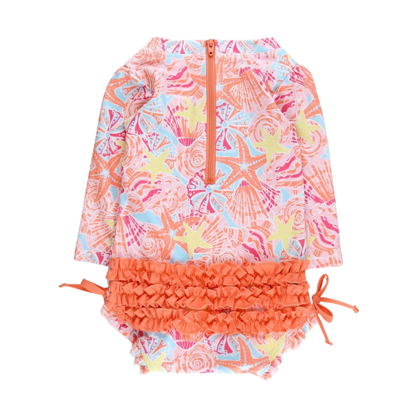 Rufflebutts Rufflebutts: 1pc Rashguard - Sunset Seashells