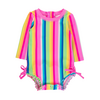 Rufflebutts Rufflebutts: 1pc Rashguard - Neon Rainbow Stripe