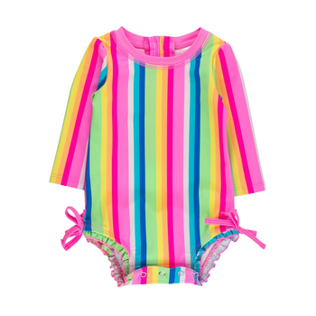 Rufflebutts Rufflebutts: 1pc Rashguard - Neon Rainbow Stripe