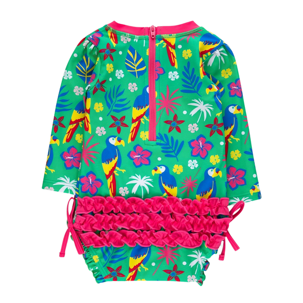 Rufflebutts Rufflebutts: 1pc Rashguard - Parrot Palms