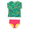 Rufflebutts Rufflebutts: 2pc Rashguard Bikini - Parrot Palms