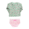Rufflebutts Rufflebutts: 2pc Zipper Rashguard Bikini - Tea Roses