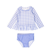 Rufflebutts Rufflebutts: 2pc Rashguard Bikini - Periwinkle Blue Gingham